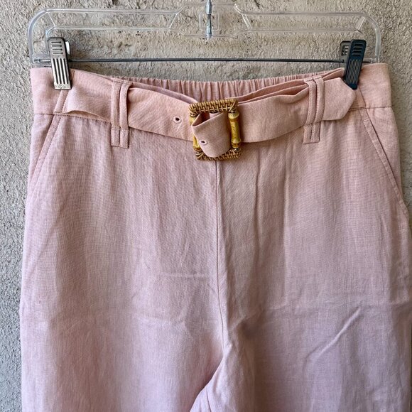 NEW Sigrid Olsen Linen Crop Pants Pink Size M - Picture 5 of 6